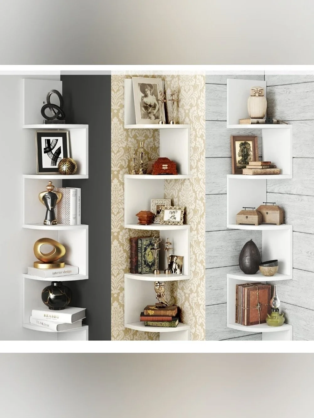 Brand New Greenco 5-Tier Corner Wall Shelf – White